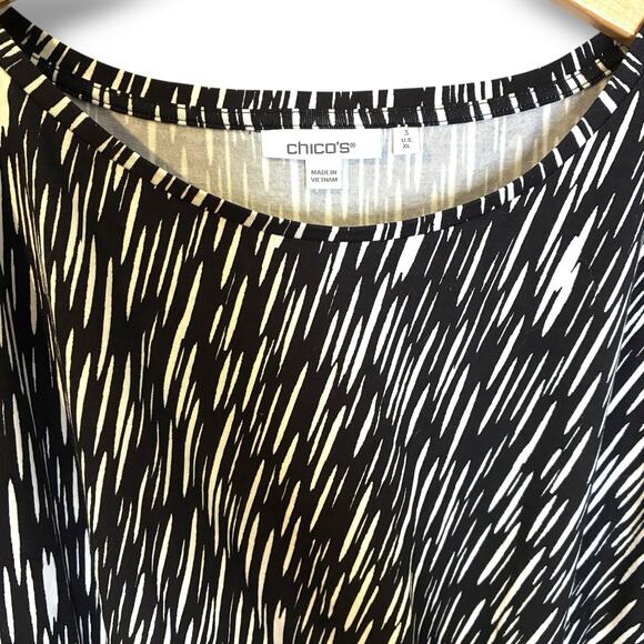 Chico's Dress Womens Size 3 (XL) Midi Monochrome Stretch Dolman Sleeve Side Tie - Picture 5 of 8